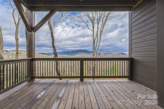 deck featuring a mountain view