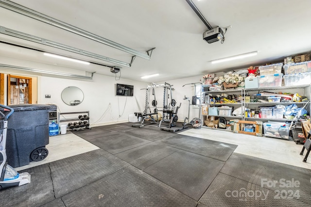 garage with a garage door opener