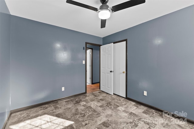 unfurnished bedroom with ceiling fan