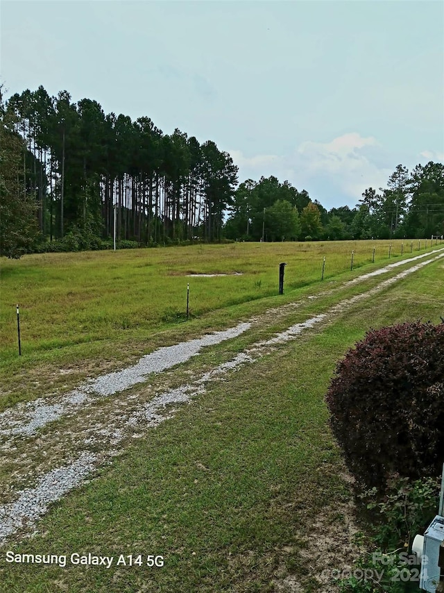 view of yard with a rural view