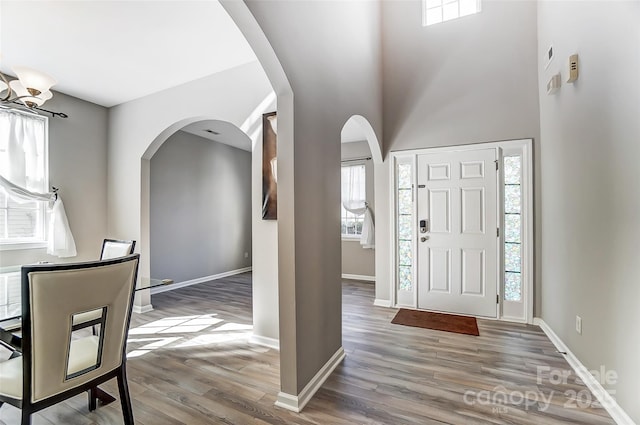 entrance foyer with hardwood / wood-style floors