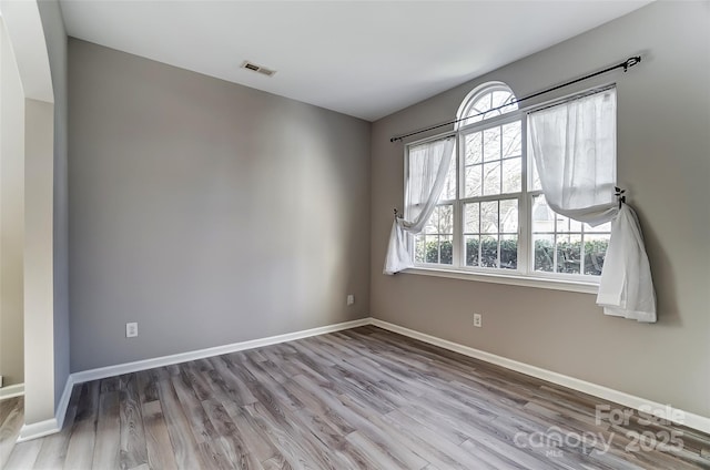 unfurnished room featuring light wood-type flooring