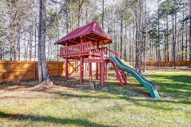 view of play area with a lawn