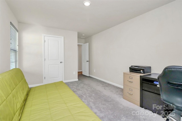 home office featuring light colored carpet