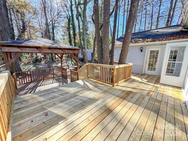 wooden deck with a gazebo