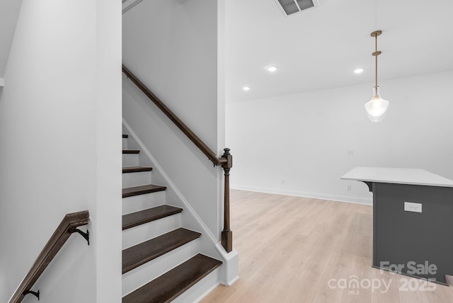190 Cherry Springs Ln Unit 1-E, Asheville, NC 28804 - staircase featuring wood finished floors, recessed lighting, and baseboards