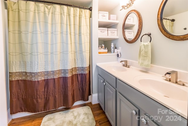 bathroom featuring wood-type flooring and vanity