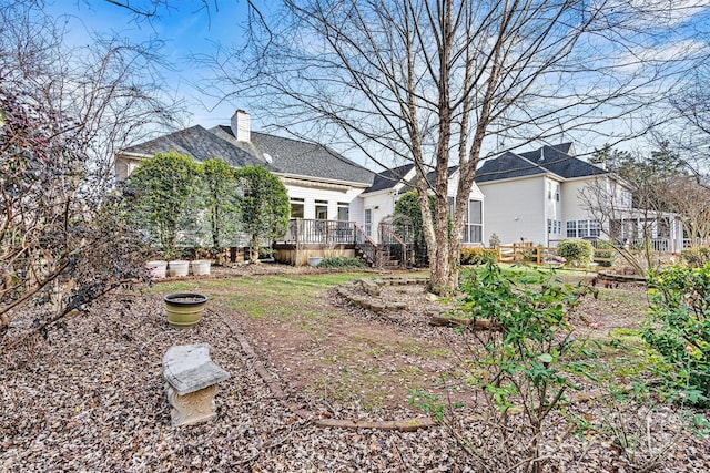 view of yard with a deck