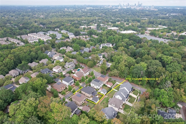 drone / aerial view with a residential view