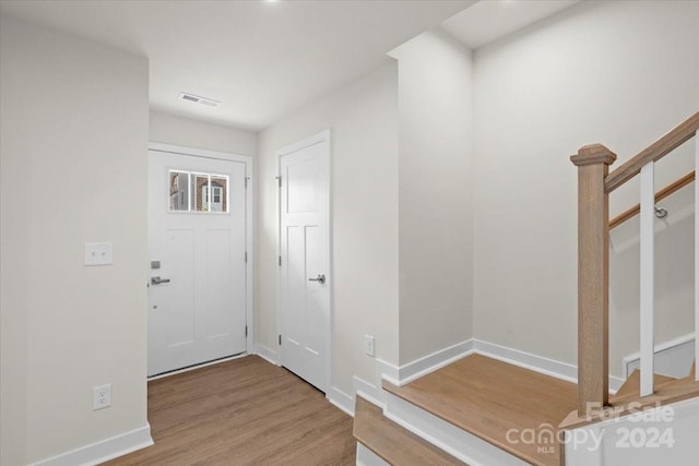 entryway with light wood-type flooring