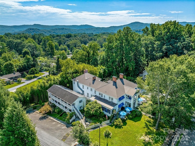 drone / aerial view with a mountain view