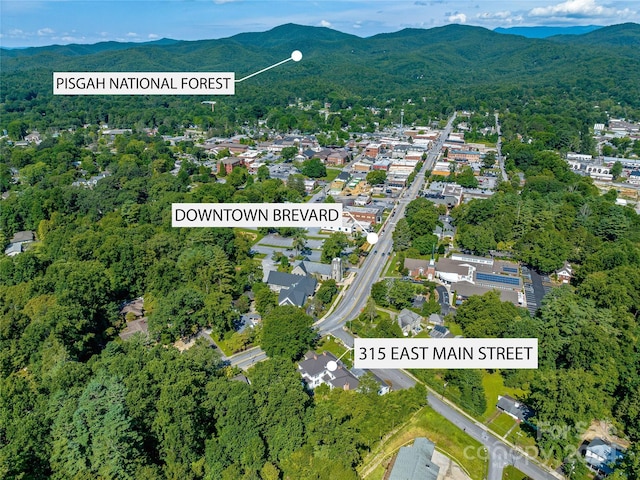 birds eye view of property featuring a mountain view