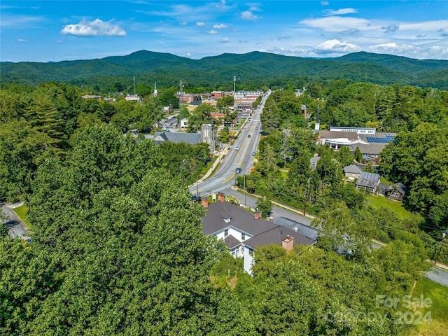 bird's eye view with a mountain view