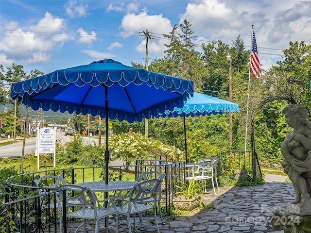 view of community featuring a patio