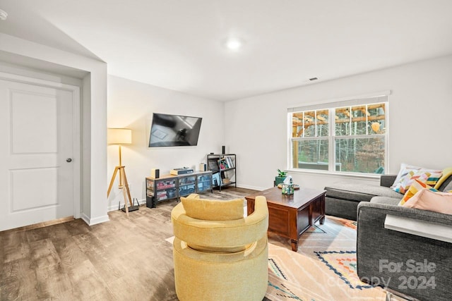 living room with light wood-type flooring