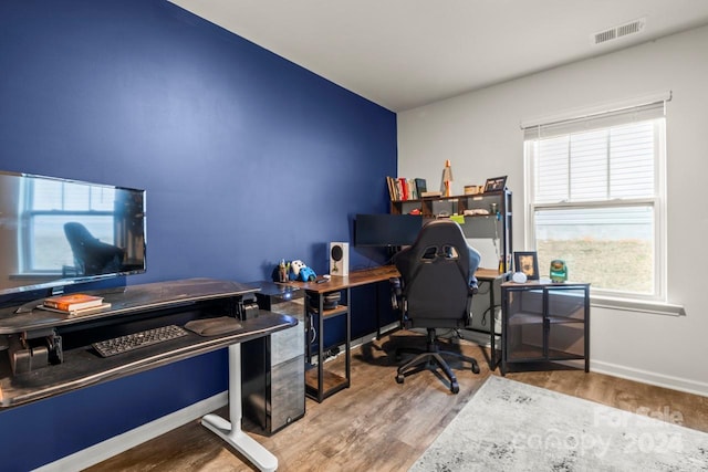 office featuring hardwood / wood-style floors