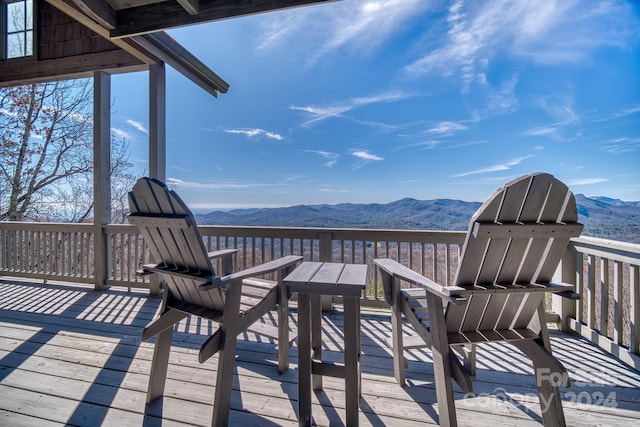 deck featuring a mountain view