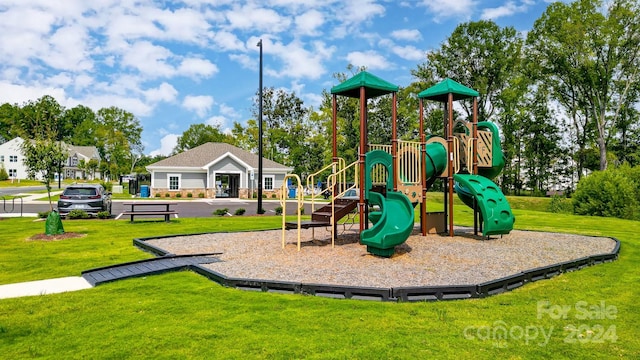 view of play area featuring a yard