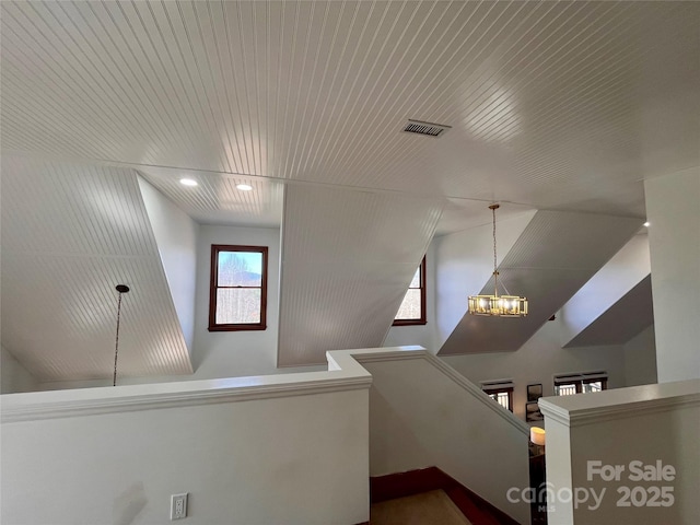 interior space featuring an inviting chandelier