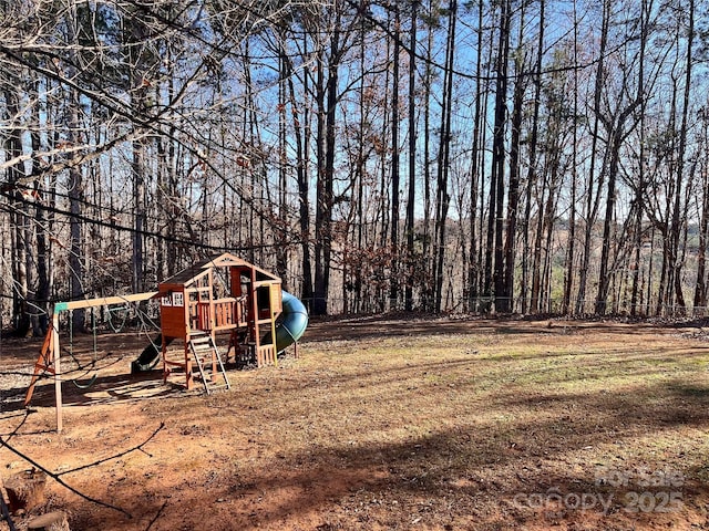 view of yard with a playground