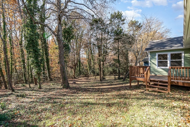 view of yard with a deck