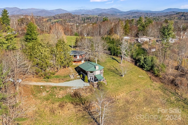 bird's eye view with a mountain view