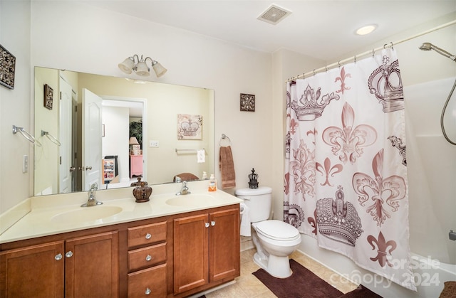 195 Linkside Ct SE, Lenoir, NC 28645 - bathroom featuring double vanity, shower / tub combo, and tile patterned floors
