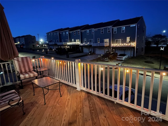 view of deck at twilight