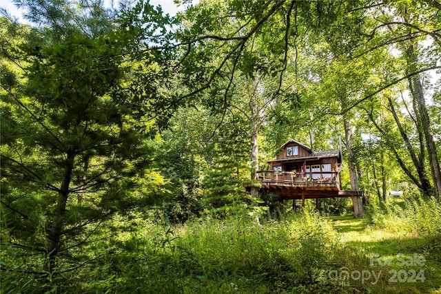 back of house with a wooden deck