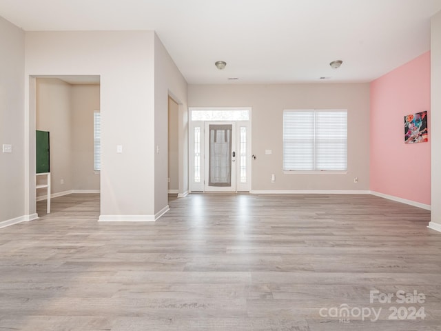 entrance foyer with light hardwood / wood-style floors