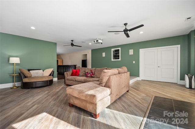 living room with hardwood / wood-style flooring