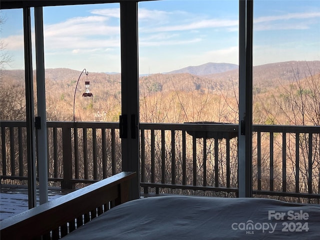 deck featuring a mountain view