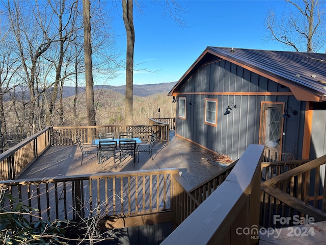 deck featuring a mountain view