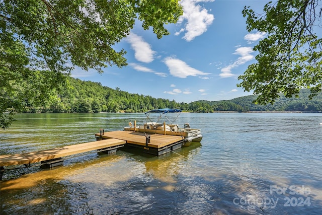 view of dock featuring a water view