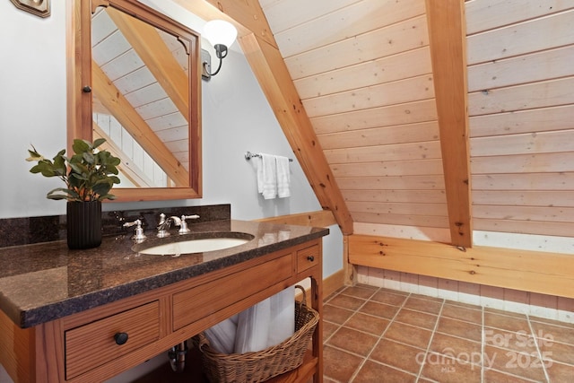 bathroom featuring vanity and tile patterned flooring