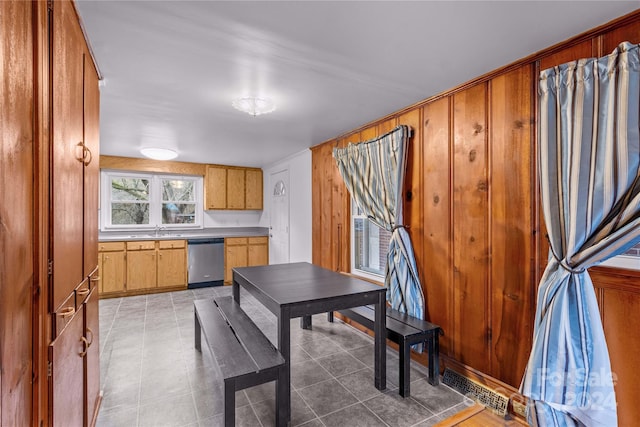 kitchen with sink and stainless steel dishwasher