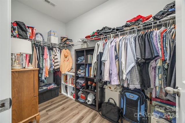 spacious closet featuring hardwood / wood-style flooring