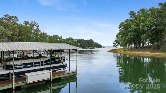 view of dock featuring a water view