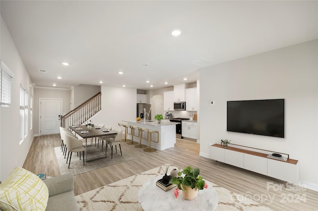 living room with light wood-type flooring