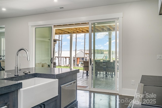 kitchen featuring sink and concrete floors