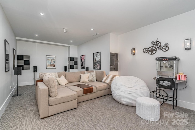 living room with carpet