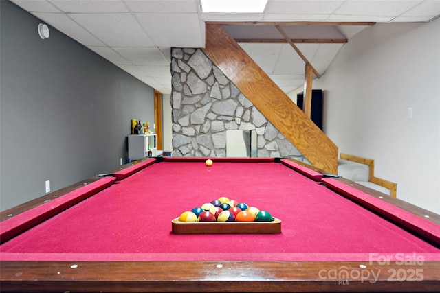 rec room featuring pool table