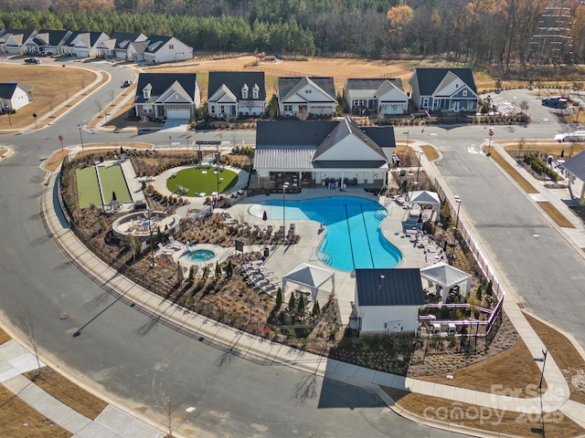 aerial view featuring a residential view