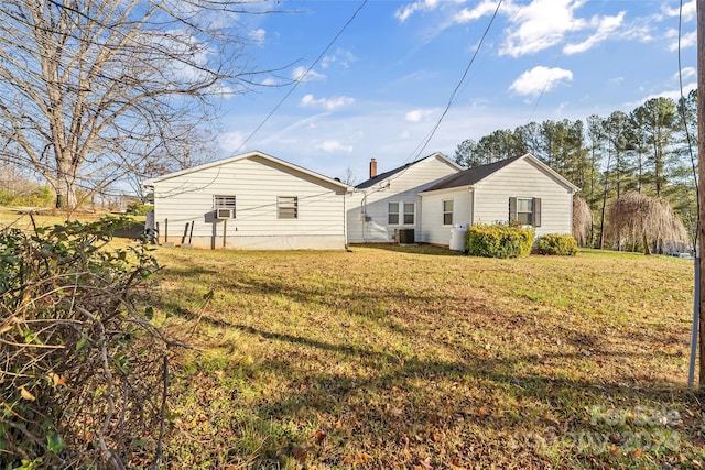 back of property featuring a yard