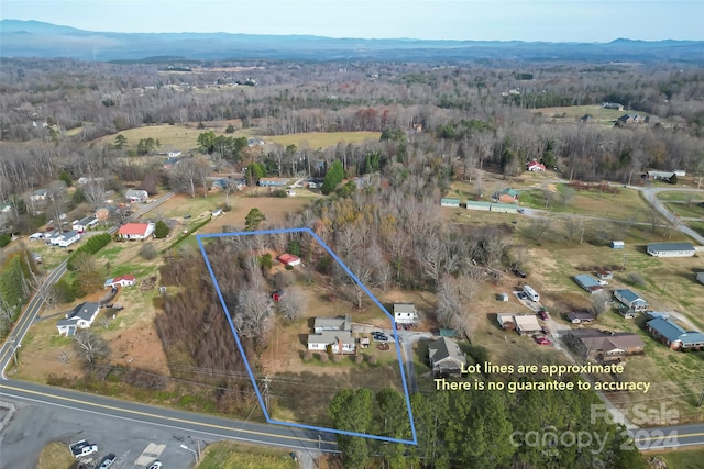 birds eye view of property featuring a mountain view