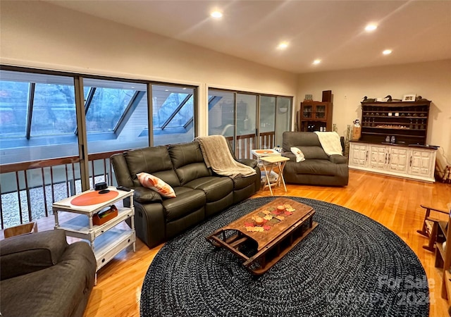 living room with hardwood / wood-style flooring