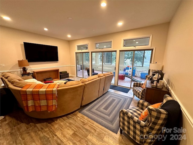 living room with hardwood / wood-style flooring