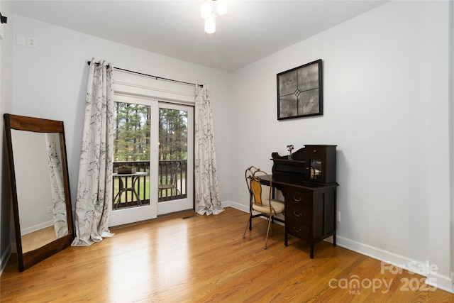 office space featuring light hardwood / wood-style floors