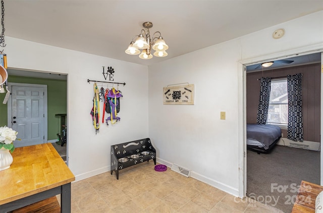 interior space with an inviting chandelier