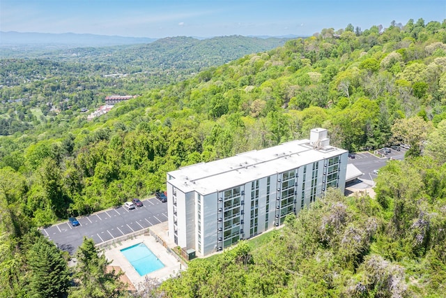 aerial view with a mountain view